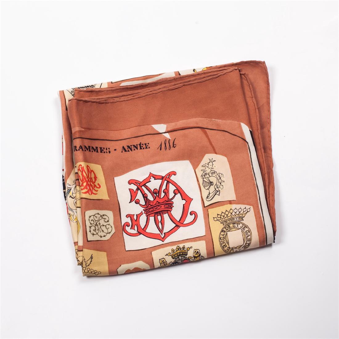 Hermes "Chiffres et monogrammes" silk scarf. 1962 — image 2
