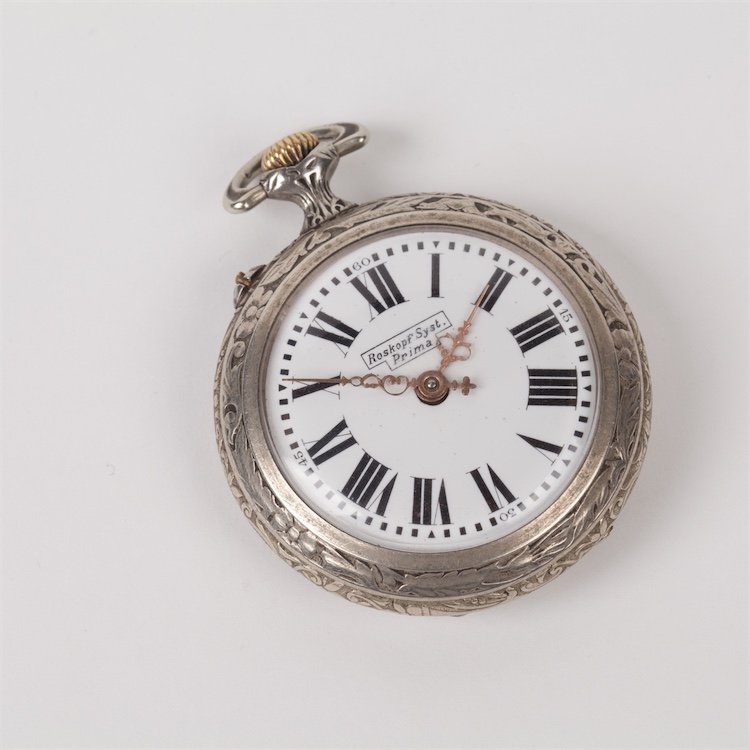 Nickle plated pocket watch "Roskopf swiss". — image 1