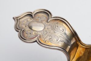 Russian silver kovsh. “Sazikov” workshop. — image 2