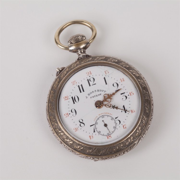Nickle plated pocket watch "Roskopf swiss". — image 1