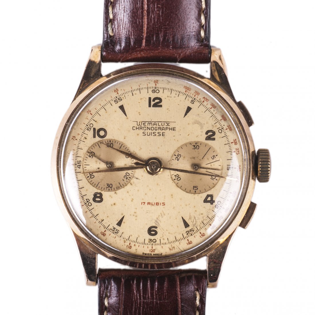 "Wemalux Chronographe Suisse" gold chronograph — image 1