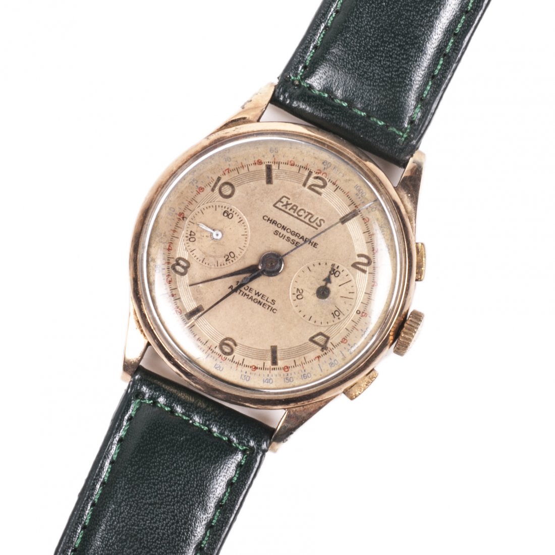"Exactus" 18K gold chronograph men's wristwatch — image 1