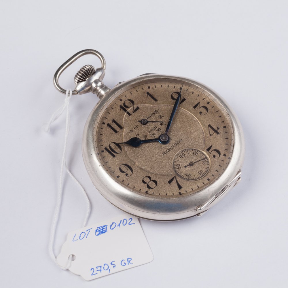 Hamilton Silver pocket watch. — image 3