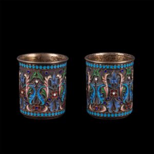 Pair of Russian silver and enamel beakers — image 1