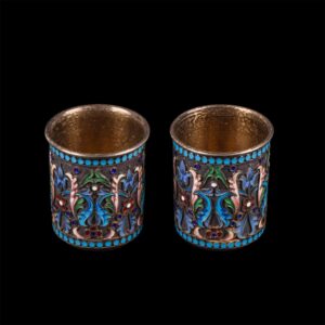 Pair of Russian silver and enamel beakers — image 2