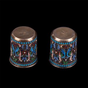 Pair of Russian silver and enamel beakers — image 3