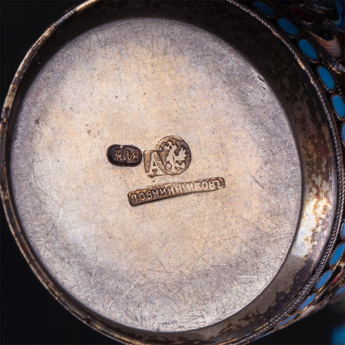 Pair of Russian silver and enamel beakers — image 4