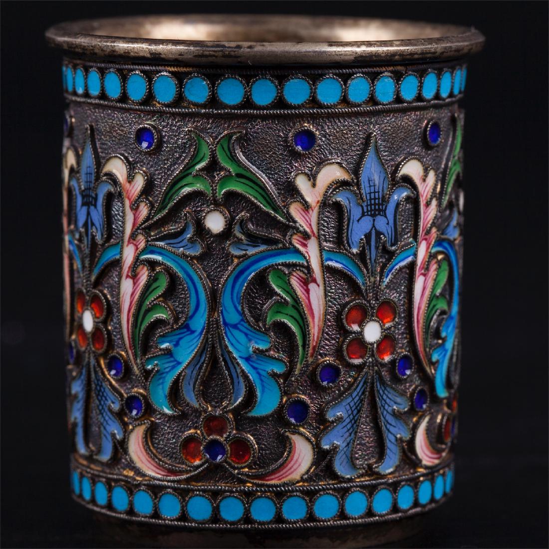 Pair of Russian silver and enamel beakers — image 6