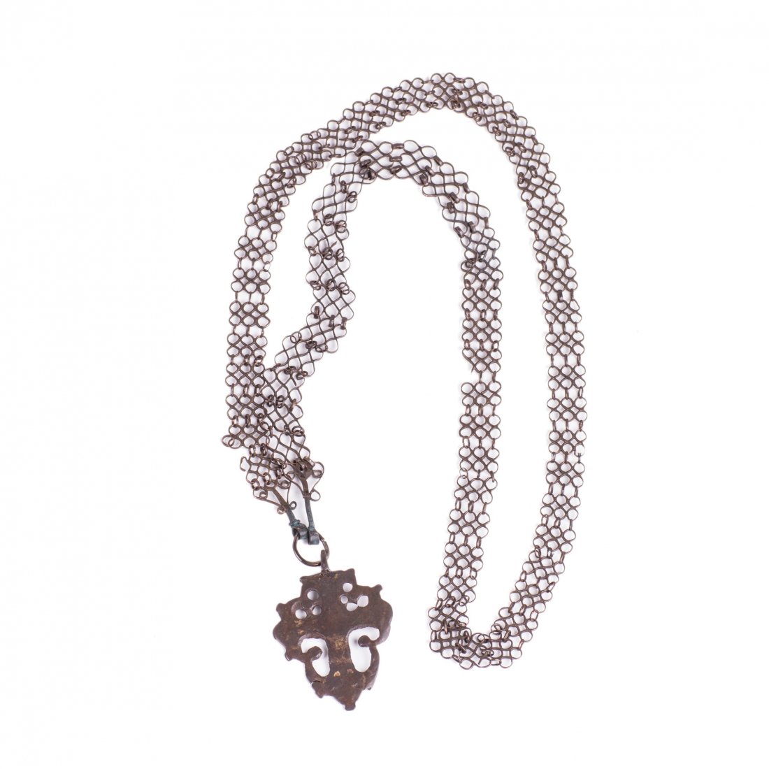 Russian bronze wearable cross on chain — image 1