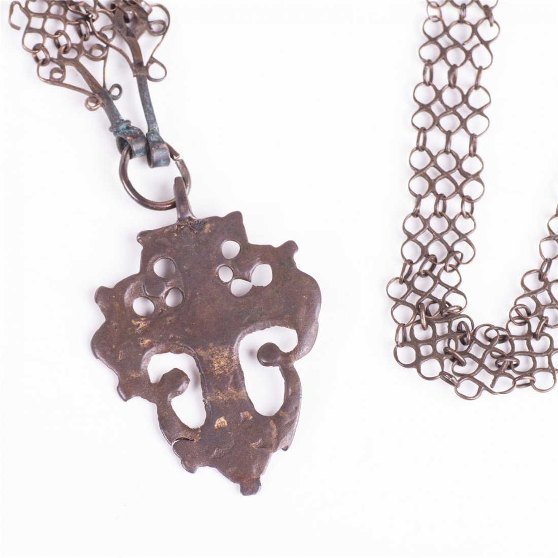 Russian bronze wearable cross on chain — image 2