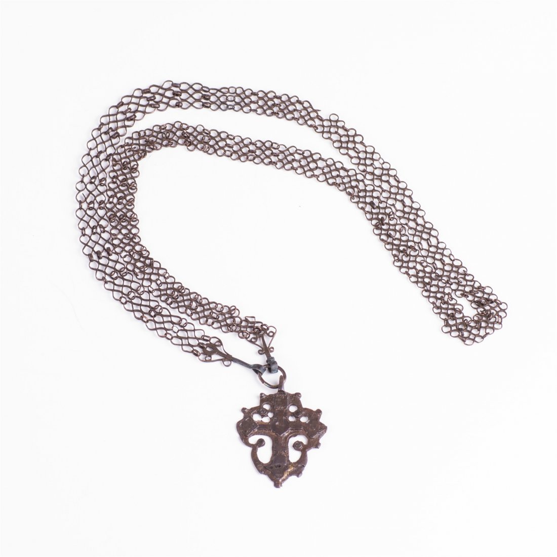 Russian bronze wearable cross on chain — image 3