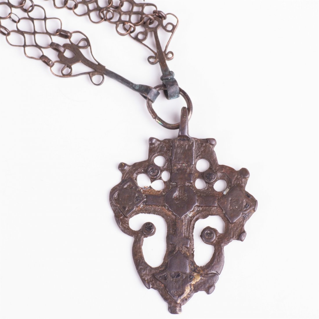 Russian bronze wearable cross on chain — image 4