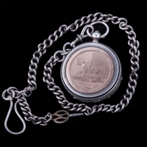 Russian silver-gilt, cavalry pocket watch "Pavel Bure" — image 1