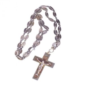 Engraved silver priest cross on a chain — image 1