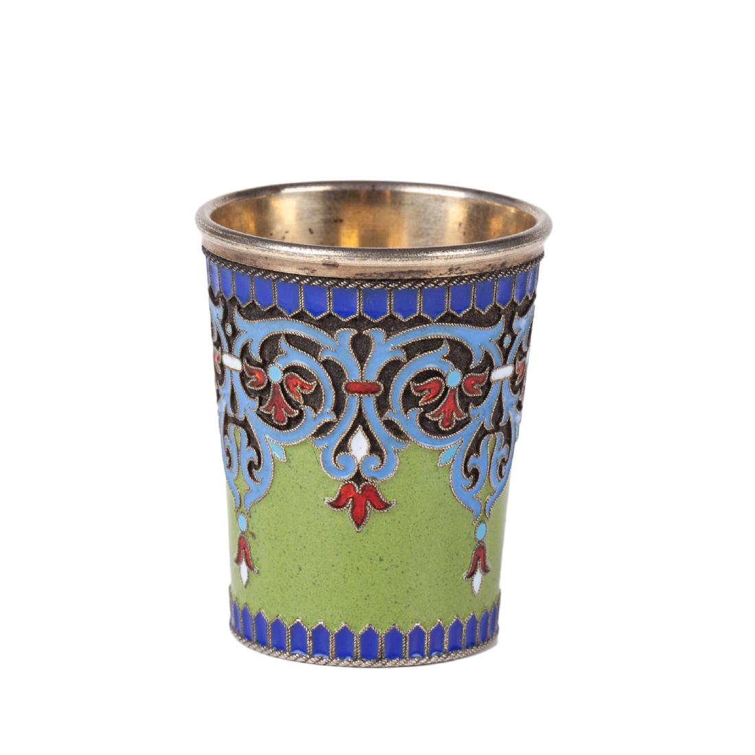 Russian silver and cloisonne enamel beaker — image 1