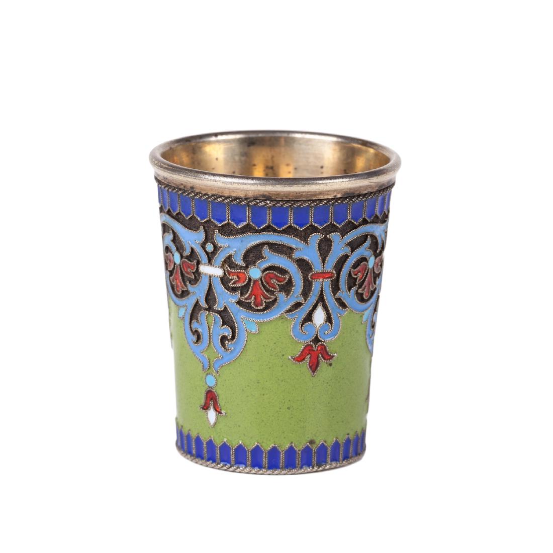 Russian silver and cloisonne enamel beaker — image 2