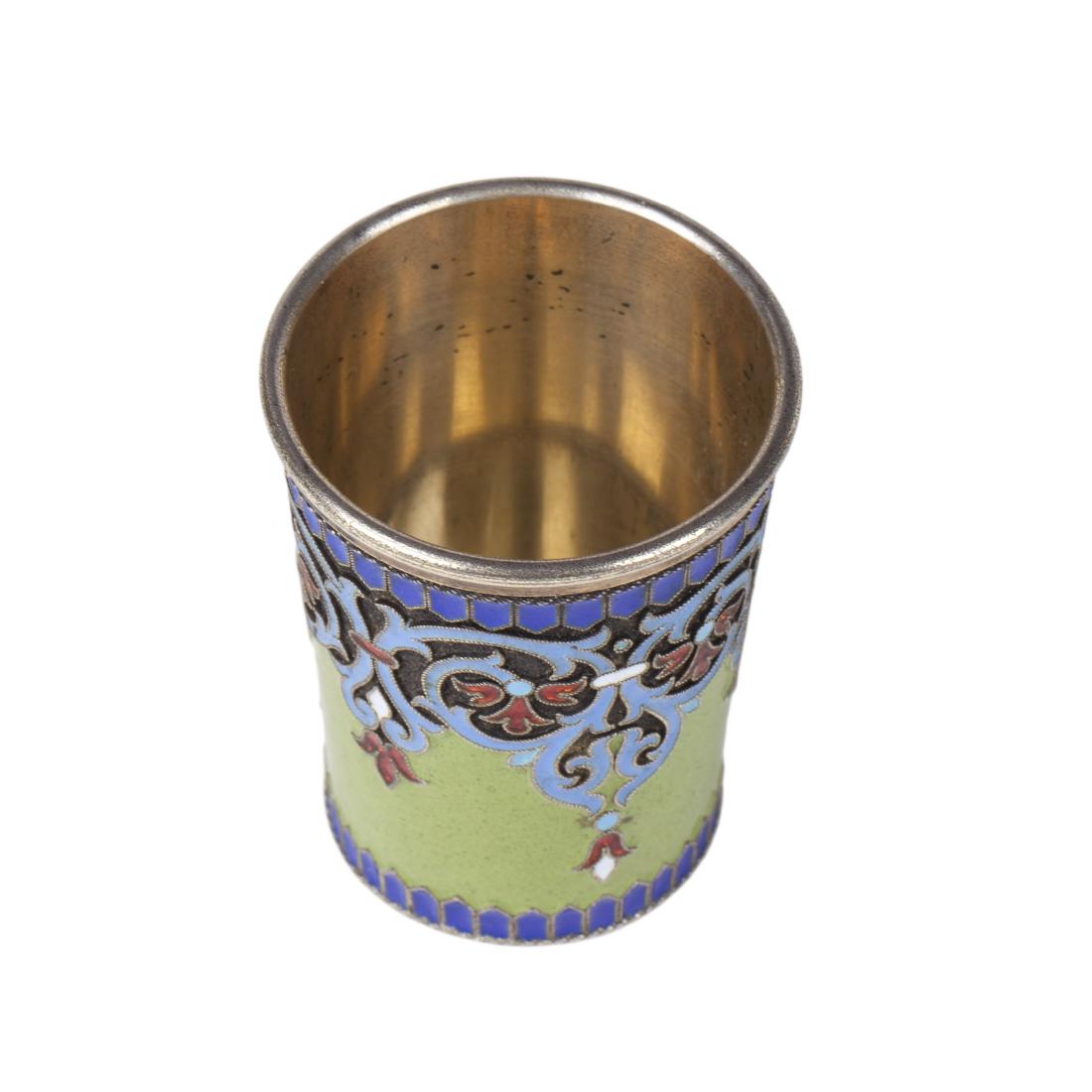 Russian silver and cloisonne enamel beaker — image 3