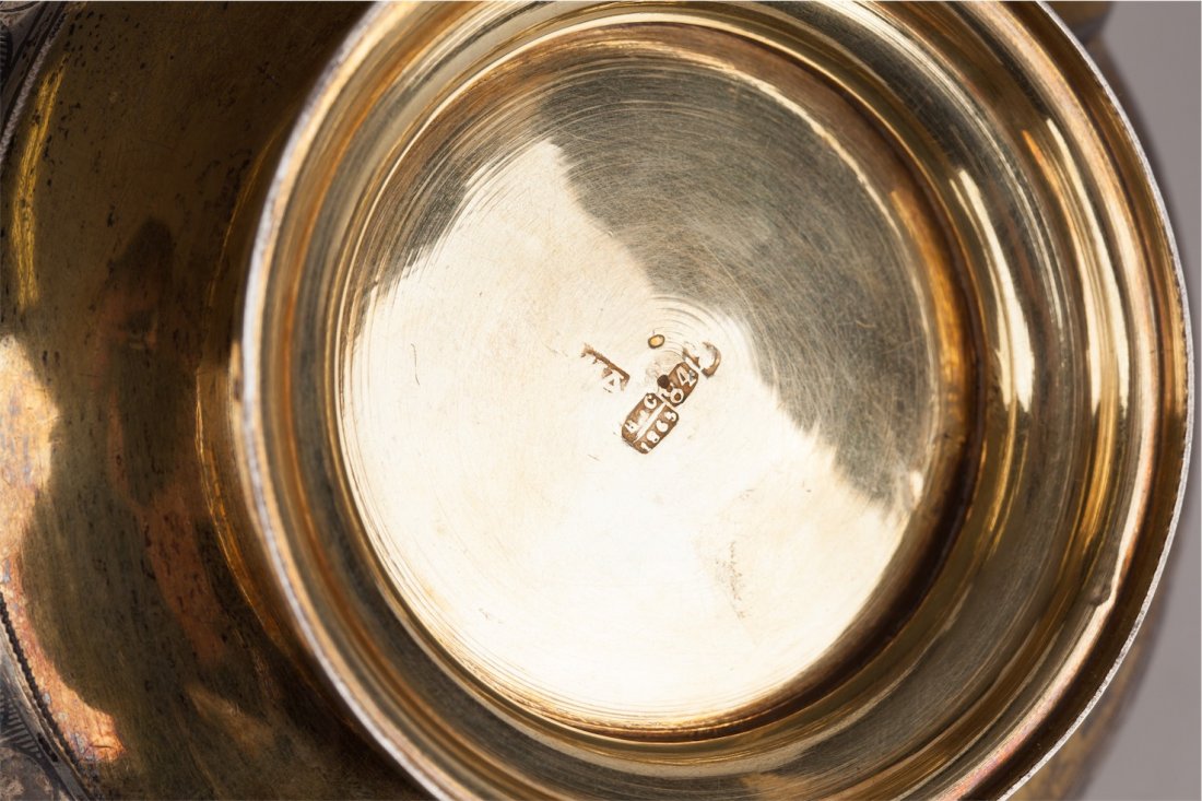 Set of sugar bowl and teapot with "fish squama" decor. — image 3