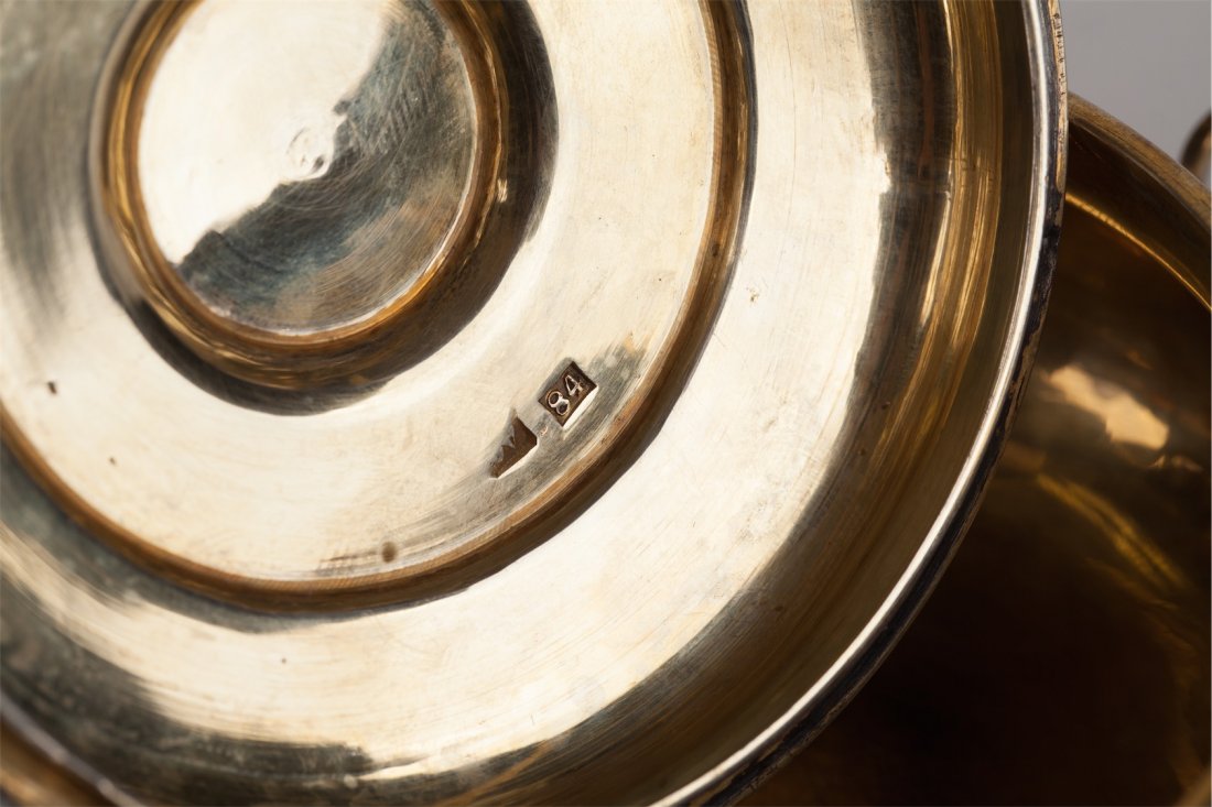 Set of sugar bowl and teapot with "fish squama" decor. — image 5