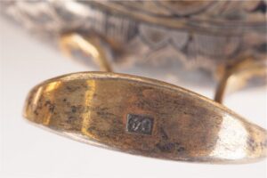 Set of sugar bowl and teapot with "fish squama" decor. — image 6