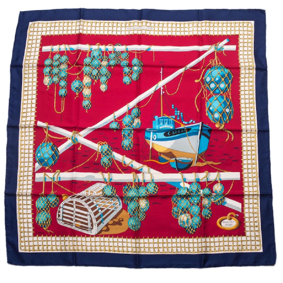 Hermès "Les raisins de la mer" silk scarf. 1967 — image 1