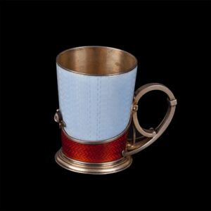 Rare Faberge guilloche enamel and ruby beaker — image 1