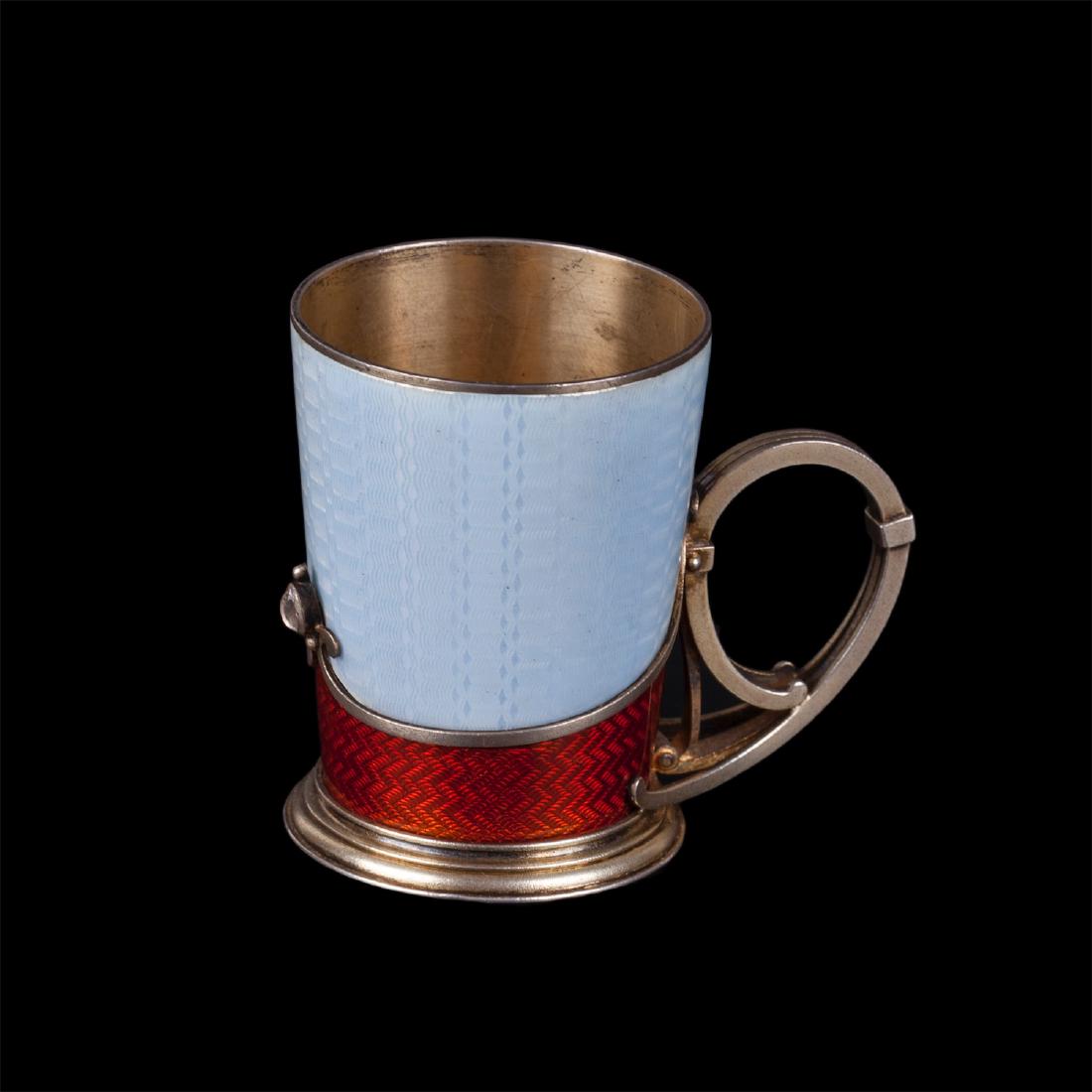 Rare Faberge guilloche enamel and ruby beaker — image 1