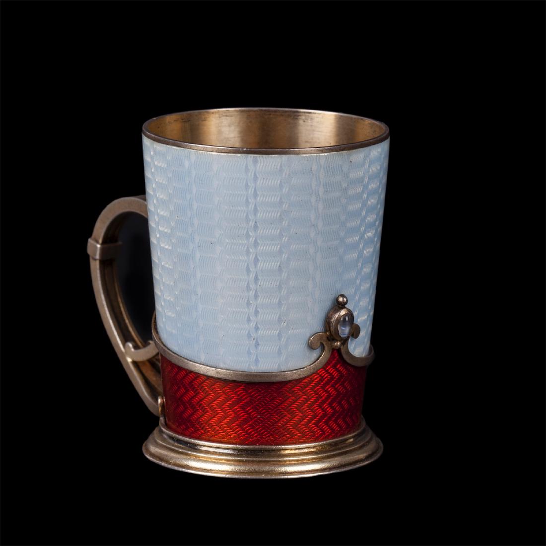 Rare Faberge guilloche enamel and ruby beaker — image 2