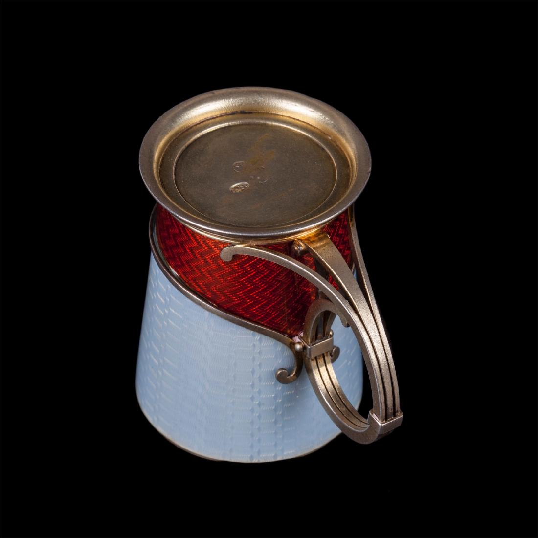 Rare Faberge guilloche enamel and ruby beaker — image 4