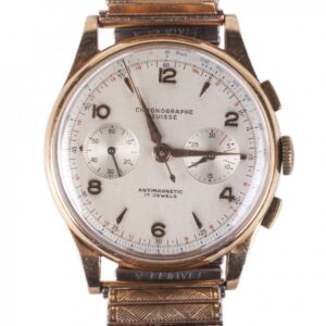 "Suisse" 18K gold men's chronograph wristwatch — image 1