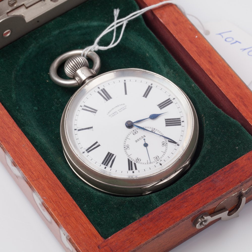 Ulysse Nardin silver marine chronometer pocket watch. — image 3