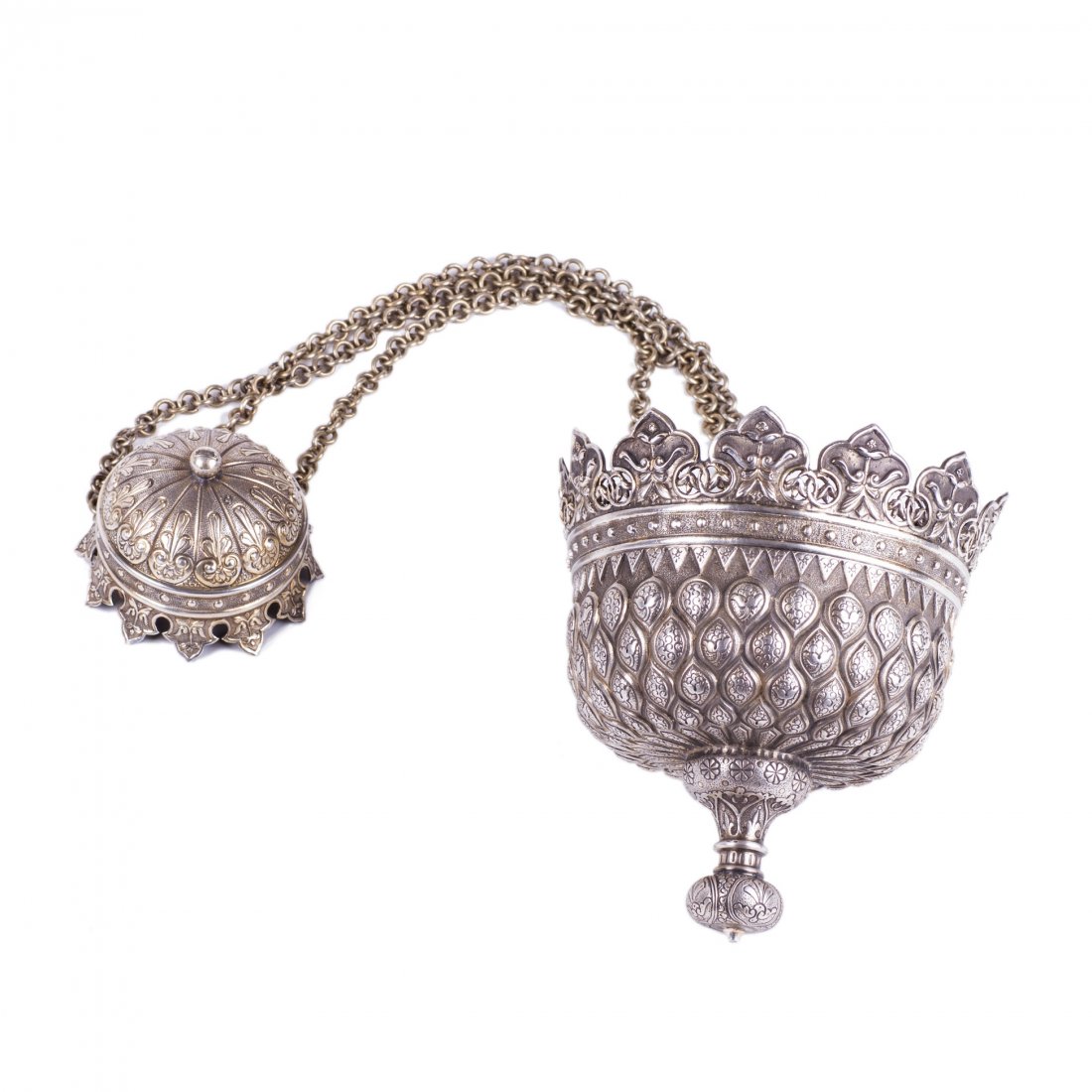 Massive Russian bysantine style silver-gilt lampada — image 1