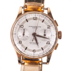 "Suisse" 18K gold men's chronograph wristwatch — image 1