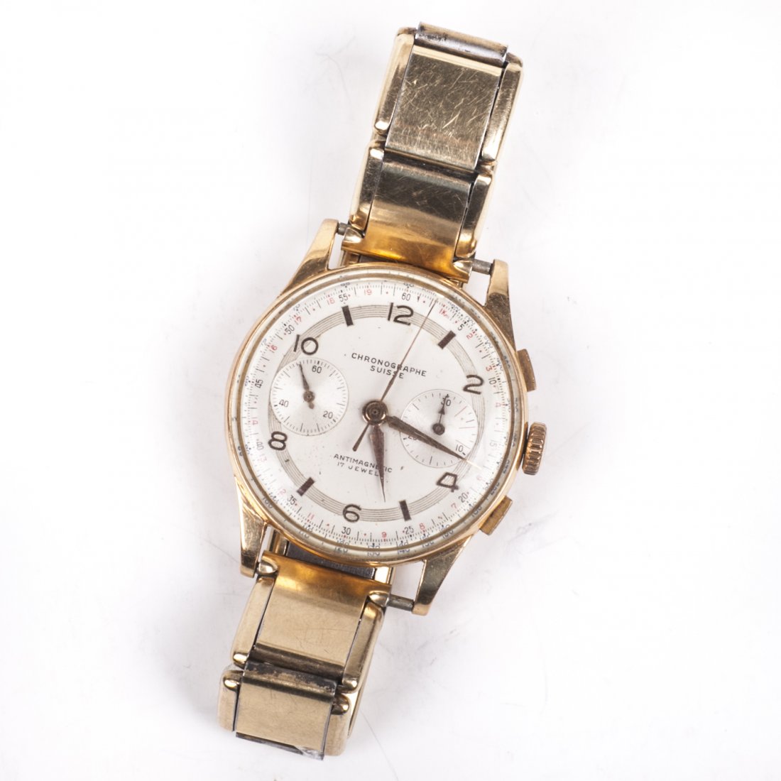 "Suisse" 18K gold men's chronograph wristwatch — image 2