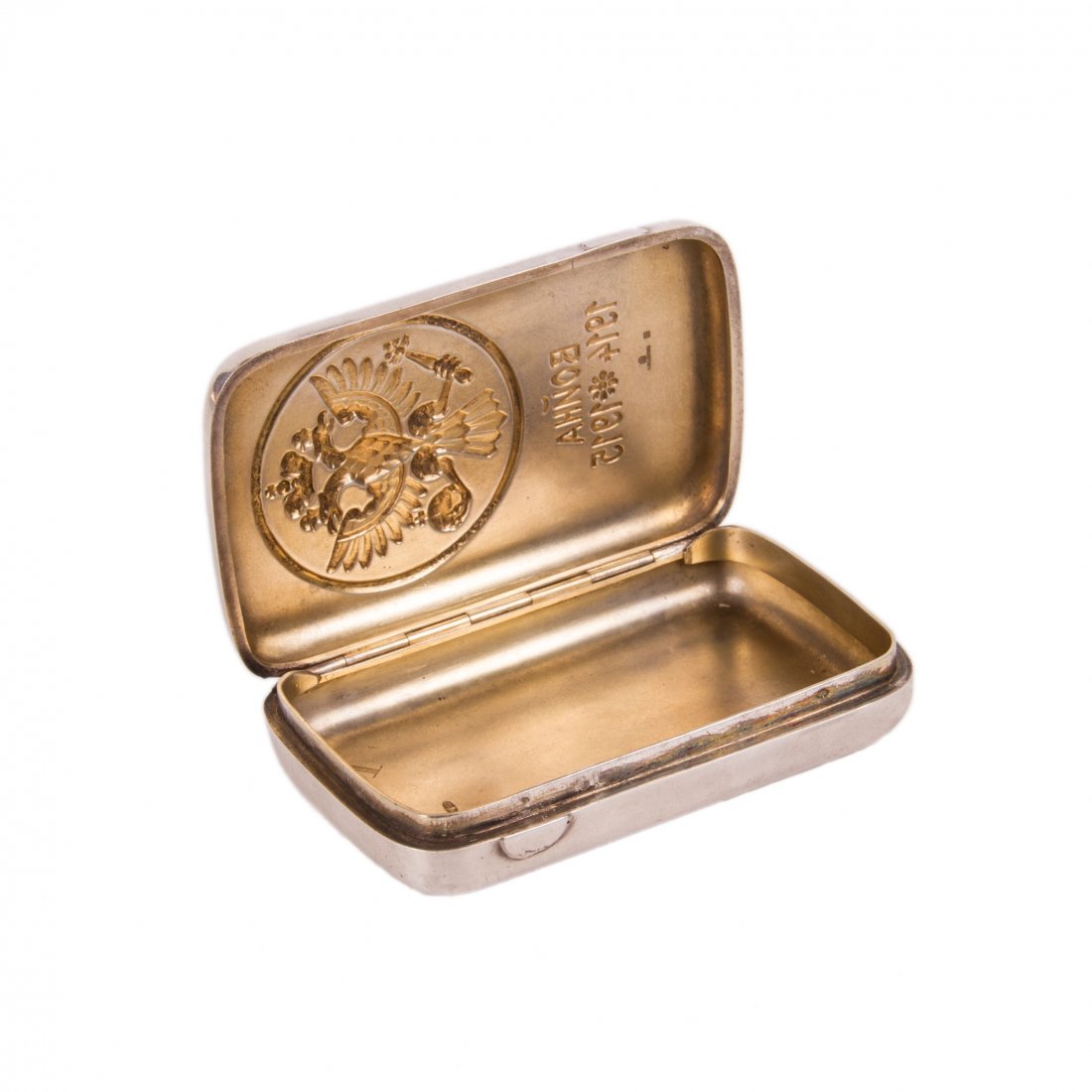 Faberge silver cigarette case with double-head eagle — image 3