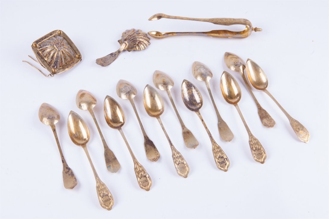 French solid silver tea spoons set. — image 4