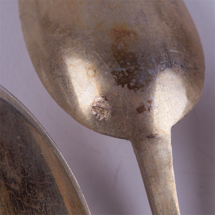 French solid silver tea spoons set. — image 5
