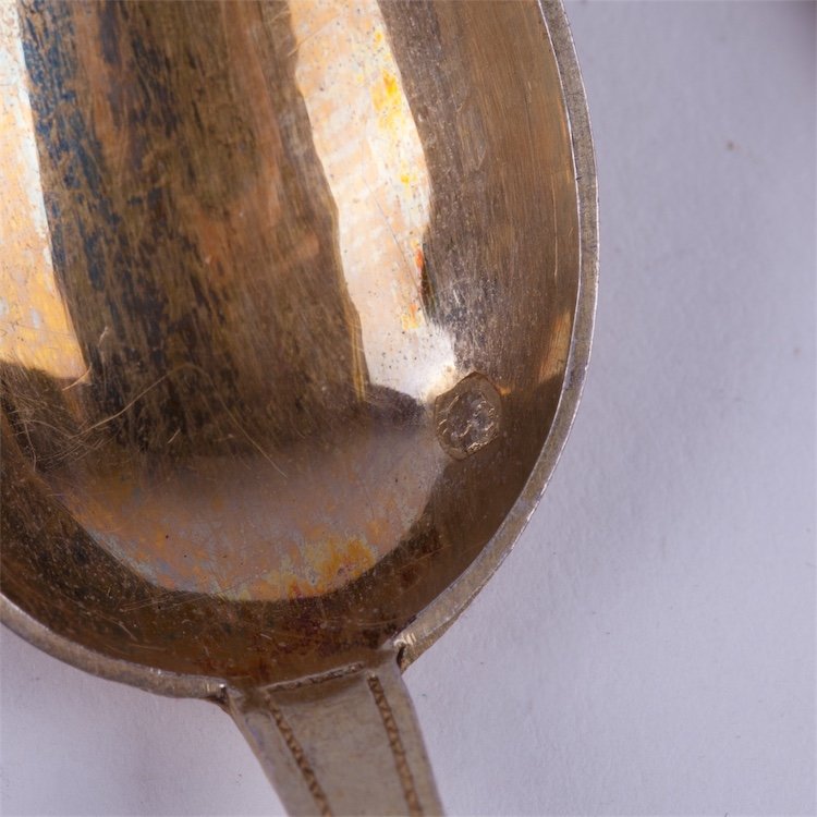 French solid silver tea spoons set. — image 7