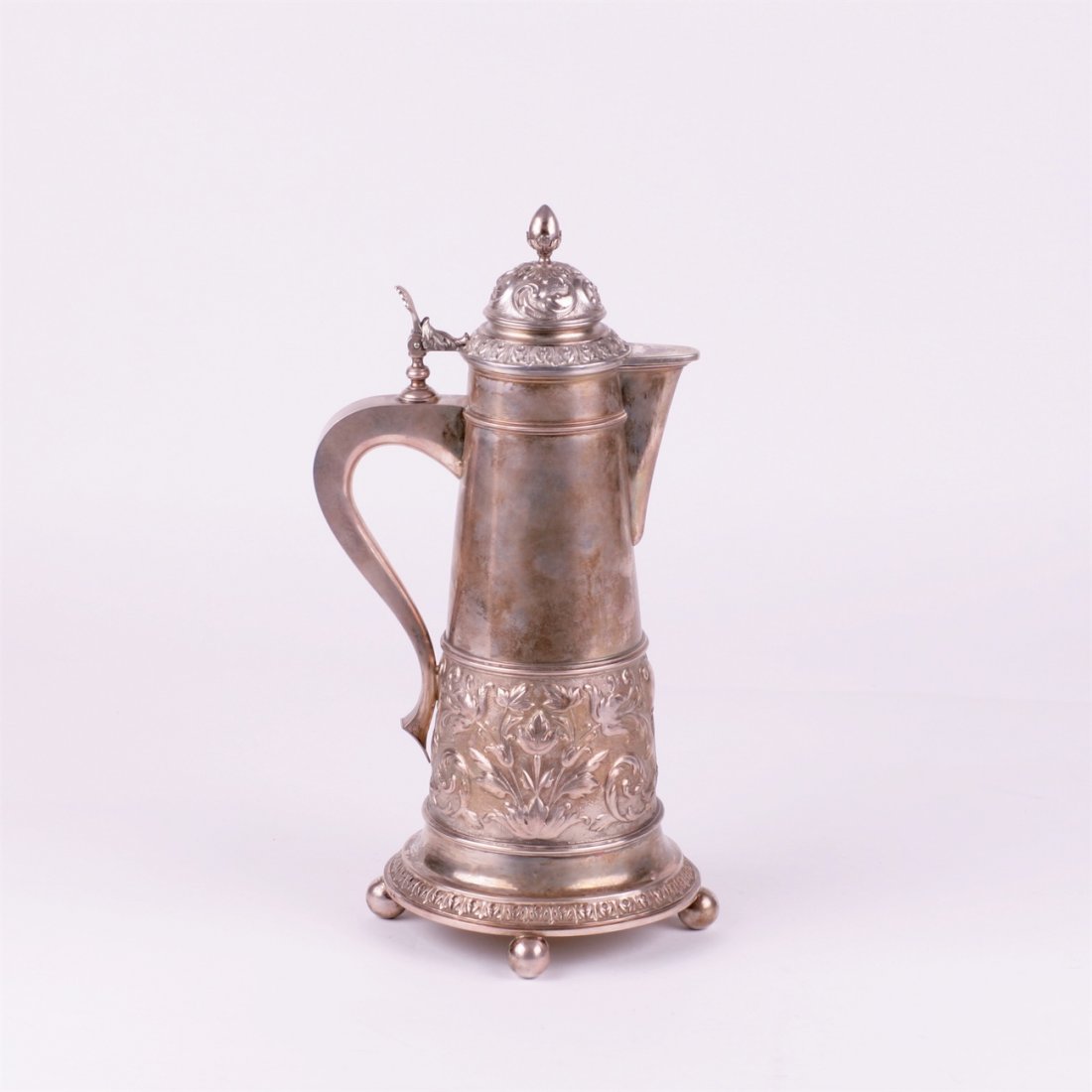 Russian silver wine jar with floral decoration. — image 2