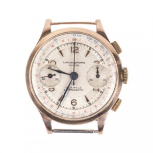 "Suisse" 18K gold men's chronograph wristwatch — image 1