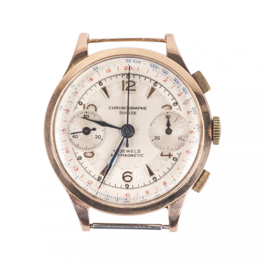 "Suisse" 18K gold men's chronograph wristwatch — image 1