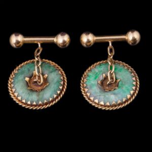 Antique gold and jade cufflinks — image 2