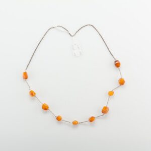 Natural Baltic Amber necklace on metal chain. — image 2