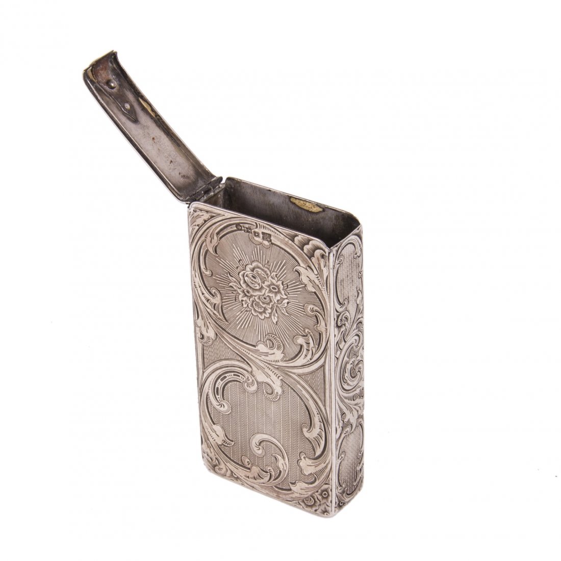 Russian engraved neorococo silver-gilt cigarette case — image 1