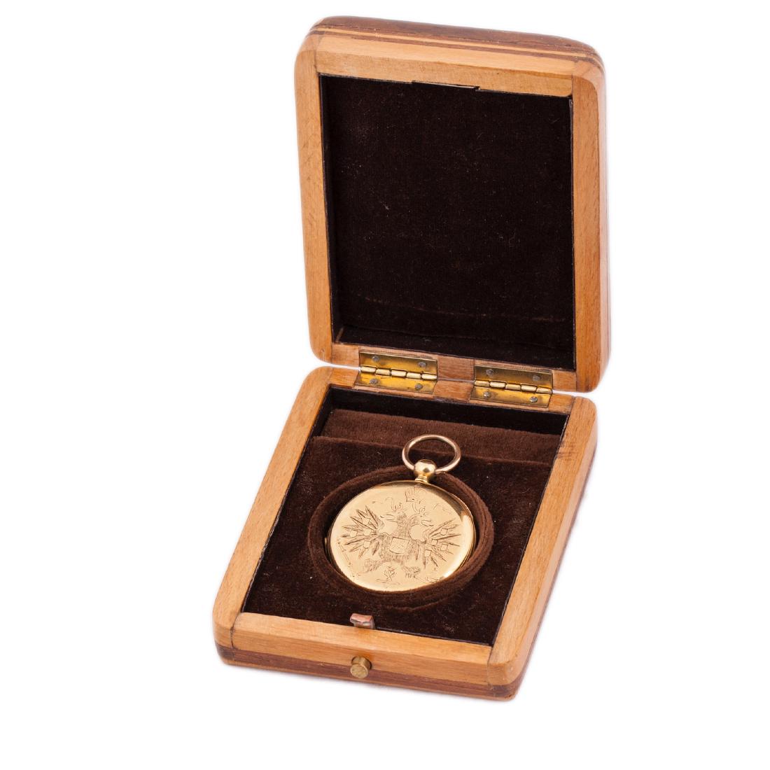 18K gold demi-hunter cased pocket watch with — image 1