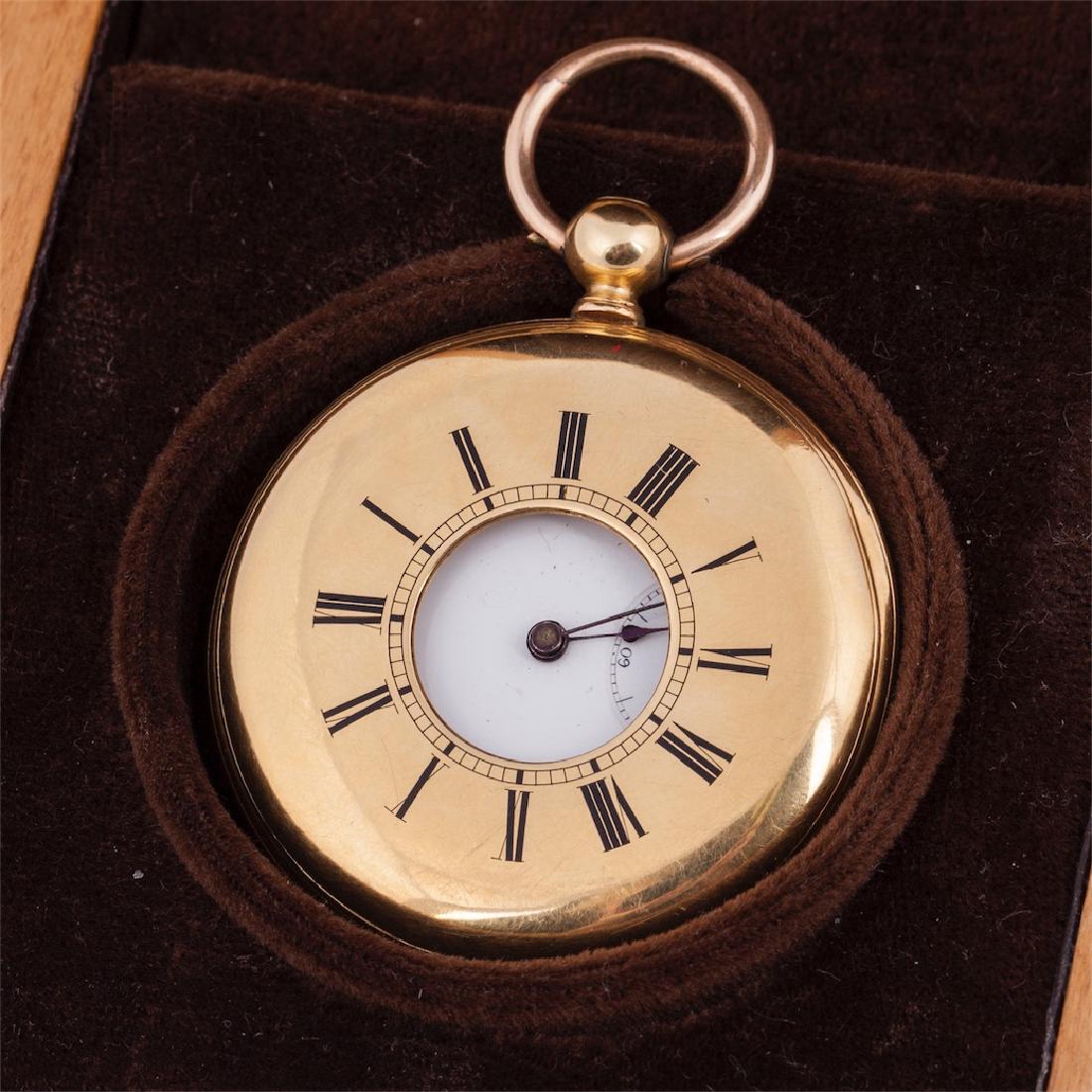 18K gold demi-hunter cased pocket watch with — image 3