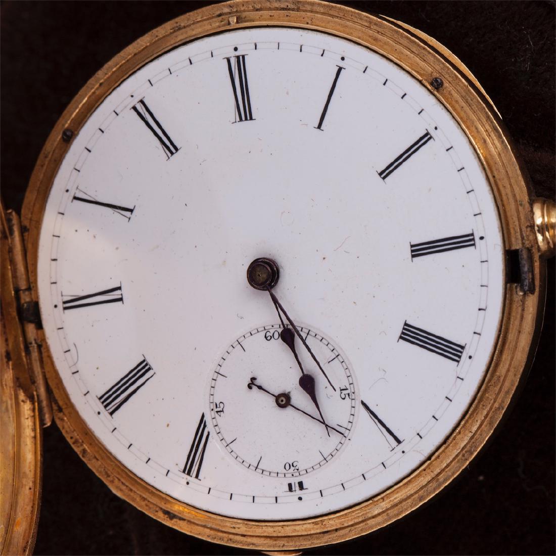 18K gold demi-hunter cased pocket watch with — image 4