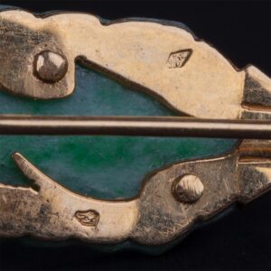 Antique gold, 18K brooch with Jade stone — image 3