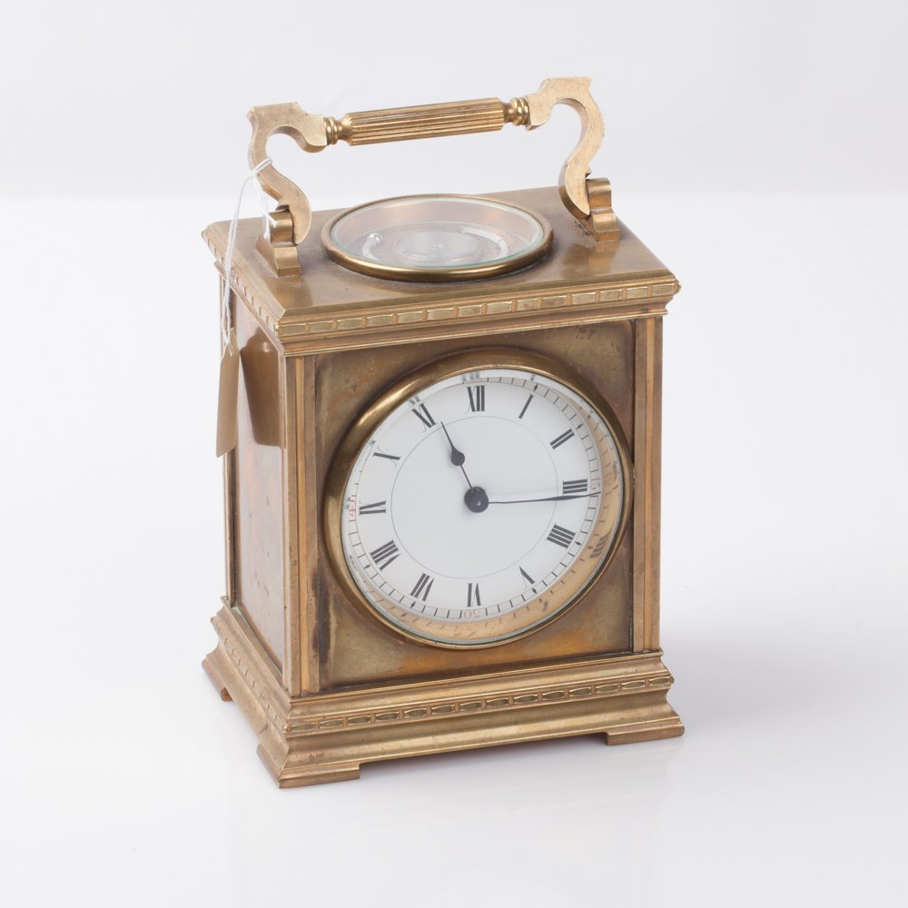 Carriage clock with compass and thermometer. — image 1