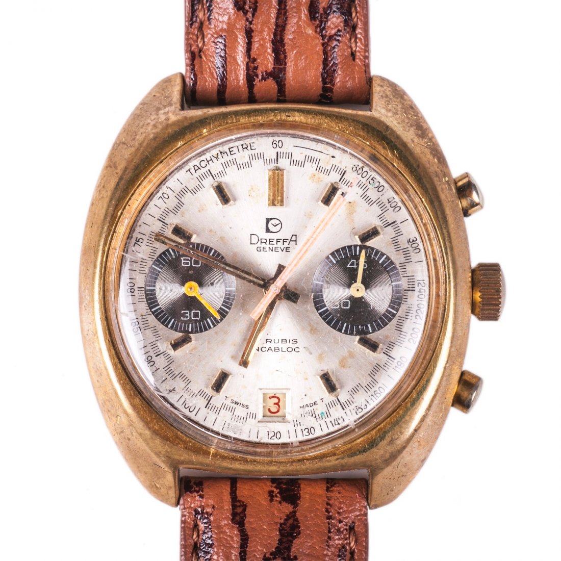 Dreffa Rectangular calendar chronograph wristwatch — image 1